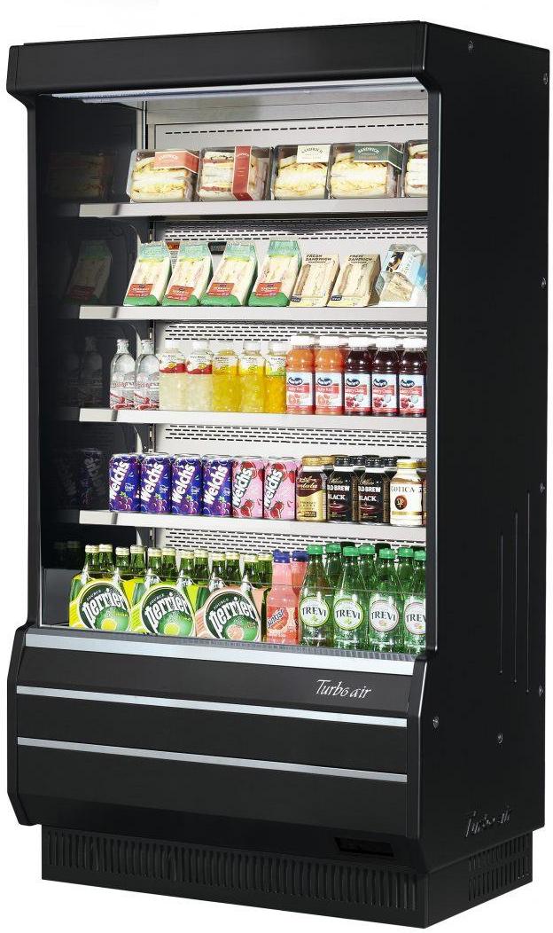 Turbo Air - 39.2" Black Vertical Full Heights Open Display Merchandiser and 4 Shelves - TOM-40B-SP(-A)-N (ETA 5-6 Weeks)