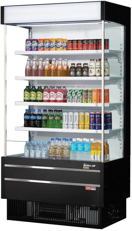 Turbo Air - 39.6" Black Full-Height Vertical Air Curtain Open Display Merchandiser With 4 Adjustable Shelves - TOM-40SEB-N (ETA 5-6 Weeks)