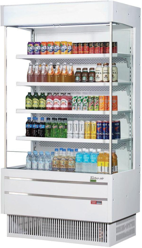 Turbo Air - 39.6" Silver Full-Height Vertical Air Curtain Open Display Merchandiser With 4 Adjustable Shelves - TOM-40SEW-N (ETA 5-6 Weeks)