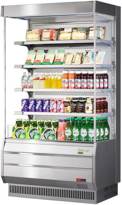 Turbo Air - 39.6" Silver Vertical Full Heights Open Display Merchandiser With 4 Adjustable Shelves - TOM-40S-N (ETA 5-6 Weeks)