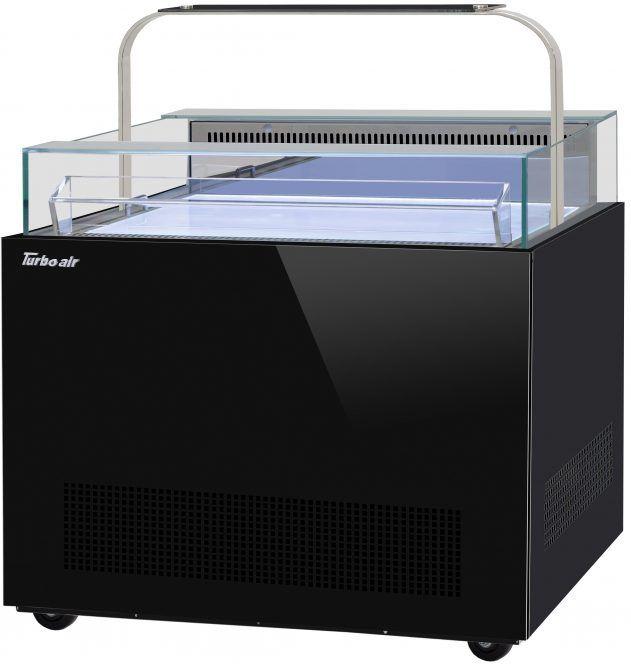 Turbo Air - 40.25" Black Open Display Sandwich & Cheese Merchandiser with Glass Sneeze Guard - TOS-40NN-D-B (ETA 5-6 Weeks)