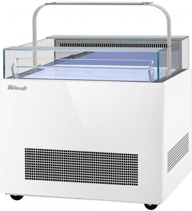 Turbo Air - 40.25" White Open Display Sandwich & Cheese Merchandiser with Glass Sneeze Guard - TOS-40NN-D-W (ETA 5-6 Weeks)