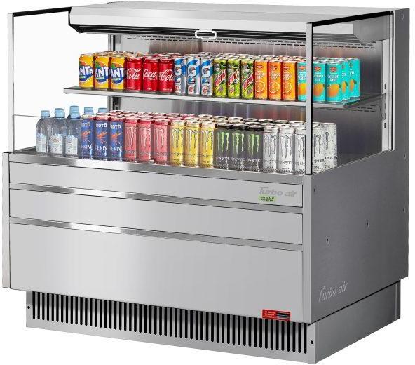 Turbo Air - 46.6" Silver Low Profile Drop-In Horizontal Open Display Merchandiser Case with 1 Shelf + Deck Only - TOM-48L-UF-S-2S-N (ETA 5-6 Weeks)