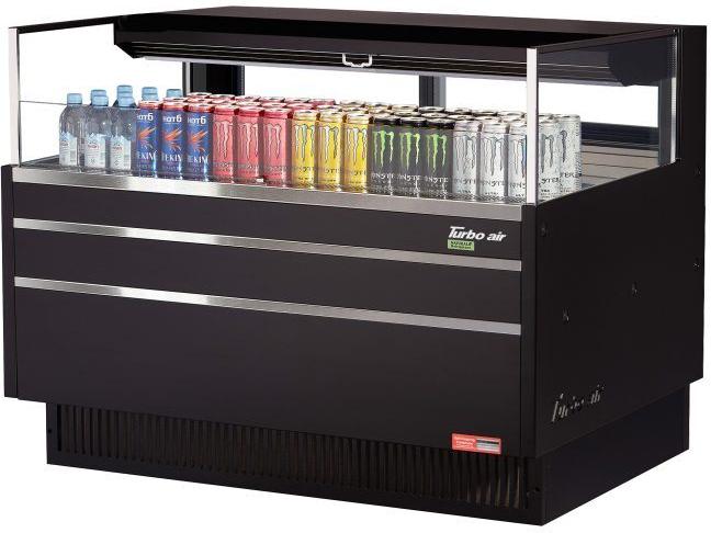 Turbo Air - 46.75" Black Low Profile Horizontal Open Display Merchandiser Case - TOM-48L-UFD-B-1S-N (ETA 5-6 Weeks)