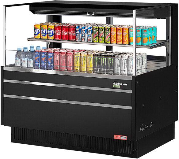 Turbo Air - 46.75" Black Low Profile Horizontal Open Display Merchandiser Case with One Shelf - TOM-48L-UFD-B-2S-N (ETA 5-6 Weeks)
