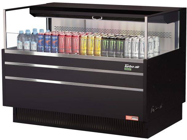 Turbo Air - 46.75" Black Low Profile Horizontal Open Merchandiser Display Case with No Shelf - TOM-48L-UF-B-1S-N (ETA 5-6 Weeks)