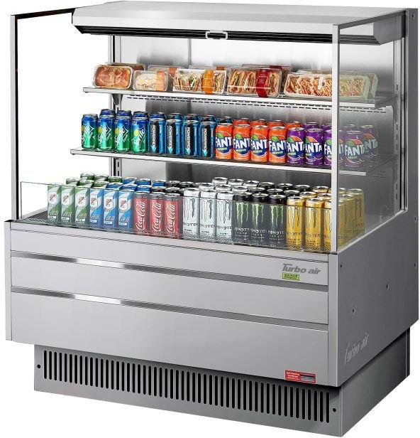 Turbo Air - 46.75" Silver Low Profile Drop-In Horizontal Open Display Merchandiser Case with 2 Shelves + Deck Only - TOM-48L-UF-S-3S-N (ETA 5-6 Weeks)