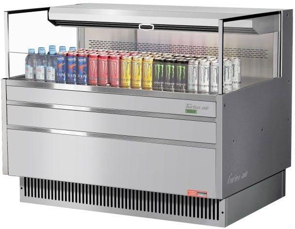 Turbo Air - 46.75" Silver Low Profile Horizontal Open Display Merchandiser Case with Deck Only - TOM-48L-UF-S-1S-N (ETA 5-6 Weeks)