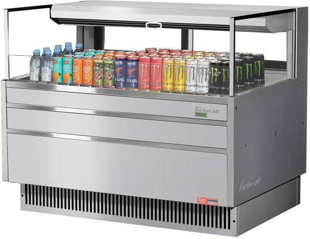 Turbo Air - 46.75" Silver Low Profile Horizontal Open Display Merchandiser Case with Deck Only - TOM-48L-UFD-S-1S-N (ETA 5-6 Weeks)