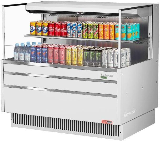 Turbo Air - 46.75" White Low Profile Horizontal Open Display Case with One Shelf - TOM-48L-UF-W-2S-N (ETA 5-6 Weeks)