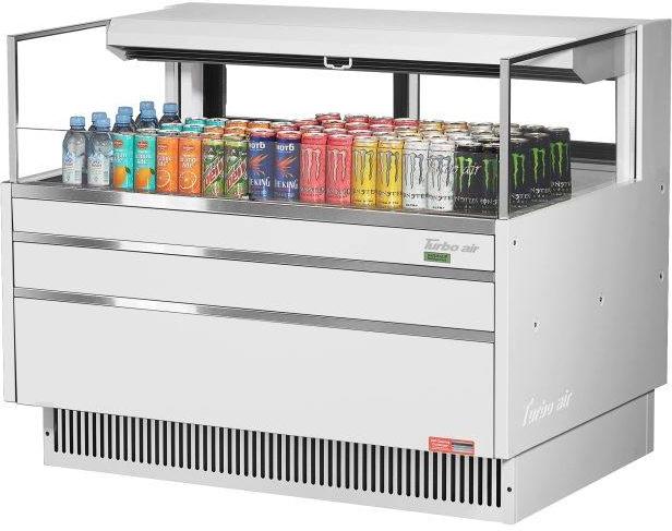 Turbo Air - 46.75" White Low Profile Horizontal Open Display Merchandiser Case - TOM-48L-UFD-W-1S-N (ETA 5-6 Weeks)