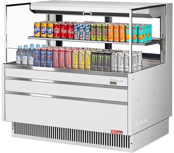 Turbo Air - 46.75" White Low Profile Horizontal Open Display Merchandiser Case with One Shelf - TOM-48L-UFD-W-2S-N (ETA 5-6 Weeks)