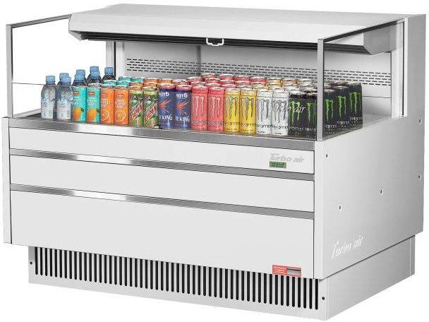 Turbo Air - 46.75" White Low Profile Horizontal Open Merchandiser Display Case with No Shelf - TOM-48L-UF-W-1S-N (ETA 5-6 Weeks)