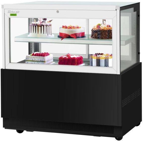 Turbo Air - 47.25" Square Glass Two Tiers Black Refrigerated Bakery Display Case with Lift-Up Front Glass - TBP48-46FN-B (ETA 5-6 Weeks)