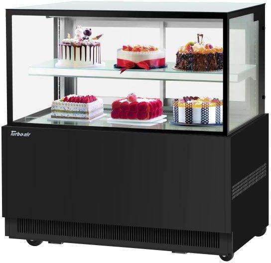 Turbo Air - 47.25" Square Glass Two Tiers Black Refrigerated Bakery Display Case with Straight Tempered Glass Front - TBP48-46NN-B (ETA 5-6 Weeks)