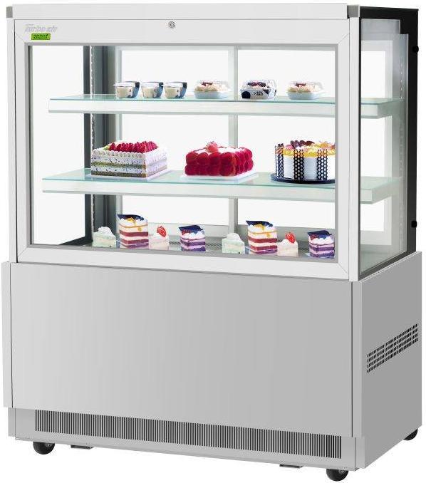 Turbo Air - 47.25" Square Glass Two Tiers Silver Refrigerated Bakery Display Case with Front Glass Opening - TBP48-54FN-S (ETA 5-6 Weeks)