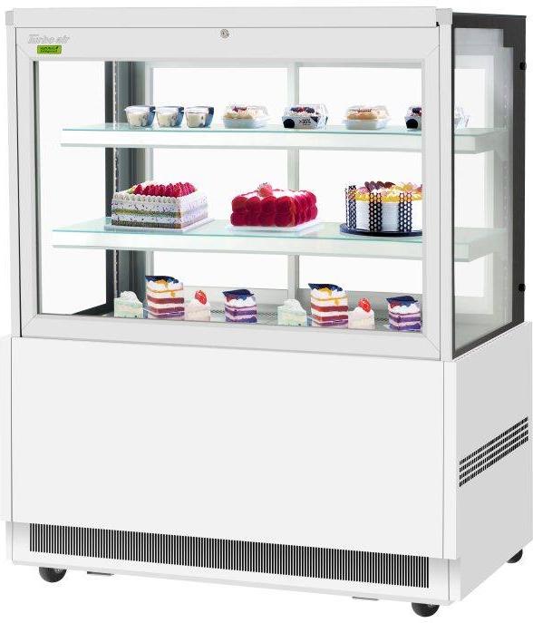 Turbo Air - 47.25" Square Glass Two Tiers White Refrigerated Bakery Display Case with Front Glass Opening - TBP48-54FN-W (ETA 5-6 Weeks)