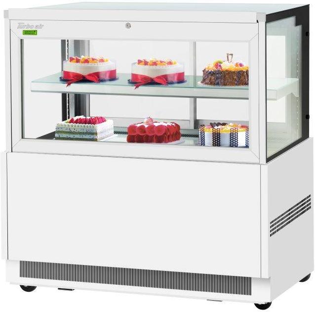 Turbo Air - 47.25" Square Glass Two Tiers White Refrigerated Bakery Display Case with Lift-Up Front Glass - TBP48-46FN-W (ETA 5-6 Weeks)