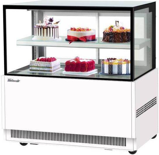 Turbo Air - 47.25" Square Glass Two Tiers White Refrigerated Bakery Display Case with Straight Tempered Glass Front - TBP48-46NN-W (ETA 5-6 Weeks)
