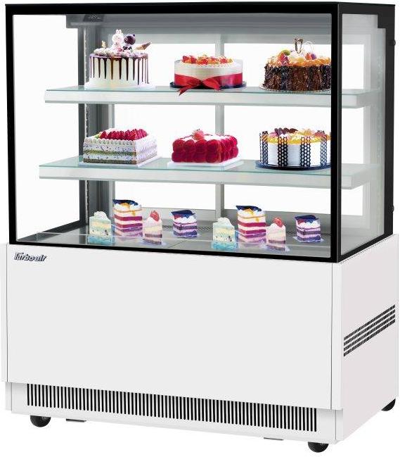Turbo Air - 47.25" Square Glass Two Tiers White Refrigerated Bakery Display Case with Straight Tempered Glass Front - TBP48-54NN-W (ETA 5-6 Weeks)