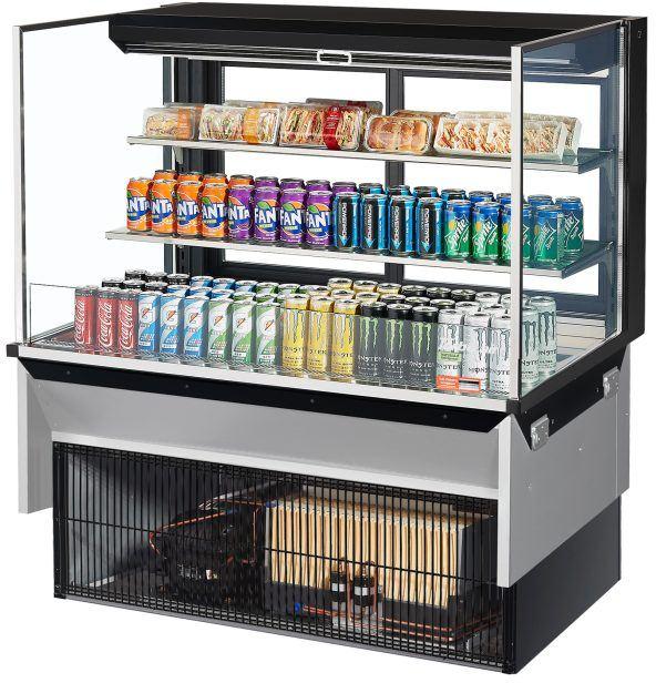 Turbo Air - 47.6" Black Low Profile Drop-In Horizontal Open Display Case with Two Shelves - TOM-48L-UFD-B-3SI-N (ETA 5-6 Weeks)