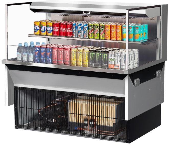 Turbo Air - 47.6" Silver Low Profile Drop-In Horizontal Open Display Case with 1 Glass Shelf + Deck Only - TOM-48L-UF-S-2SI-N (ETA 5-6 Weeks)