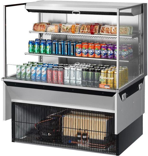 Turbo Air - 47.6" Silver Low Profile Drop-In Horizontal Open Display Case with 2 Glass Shelves + Deck Only - TOM-48L-UF-S-3SI-N (ETA 5-6 Weeks)