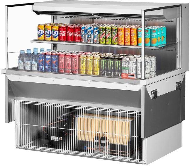 Turbo Air - 47.6" White Low Profile Drop-In Horizontal Open Display Case with One Shelf and Deck - TOM-48L-UF-W-2SI-N (ETA 5-6 Weeks)