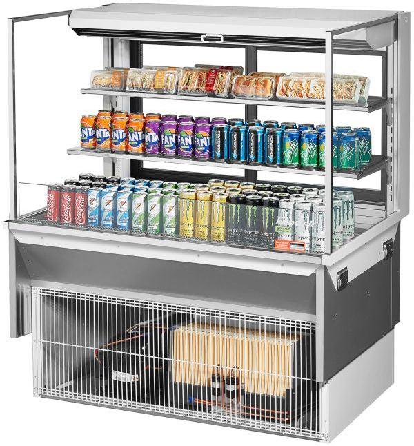 Turbo Air - 47.6" White Low Profile Drop-In Horizontal Open Display Case with Two Shelves - TOM-48L-UFD-W-3SI-N (ETA 5-6 Weeks)