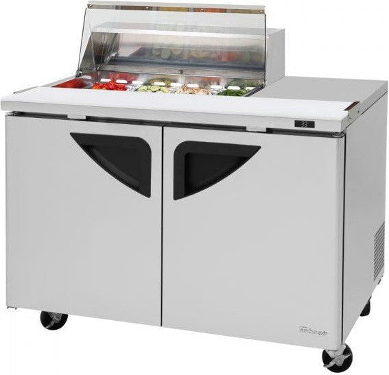 Turbo Air - 48" 2 Door Refrigerated Sandwich Prep Table with Clear Lid - TST-48SD-08S-N-CL (ETA 5-6 Weeks)