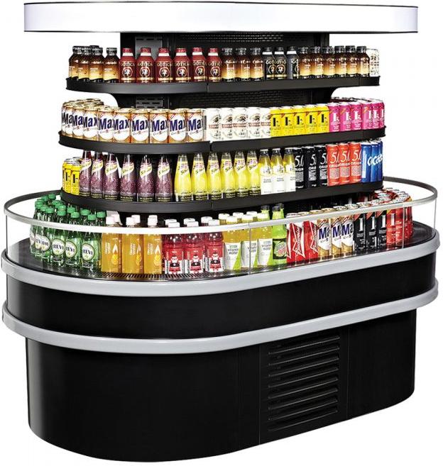 Turbo Air - 48" Black Self-Serve Merchandiser Island Display Case with 3 Number of Tiers - TIOM-20RSRB-N (ETA 5-6 Weeks)