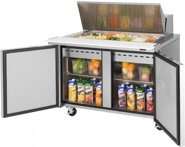 Turbo Air - 48" Mega Top Dual Sided Refrigerated Sandwich Prep Table with 2 Doors - TST-48SD-18-N (ETA 5-6 Weeks)