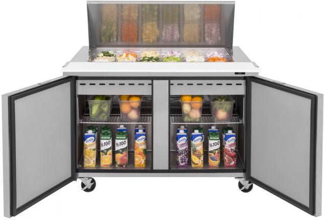 Turbo Air - 48" Mega Top Dual Sided Refrigerated Sandwich Prep Table with 2 Doors - TST-48SD-18-N (ETA 5-6 Weeks)