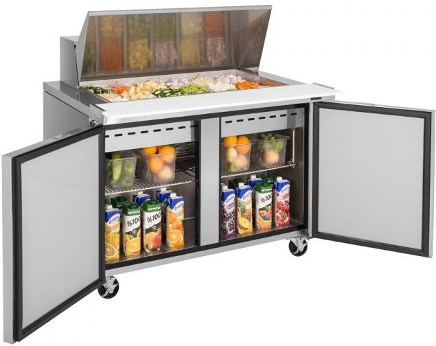 Turbo Air - 48" Mega Top Dual Sided Refrigerated Sandwich Prep Table with 2 Doors - TST-48SD-18-N (ETA 5-6 Weeks)