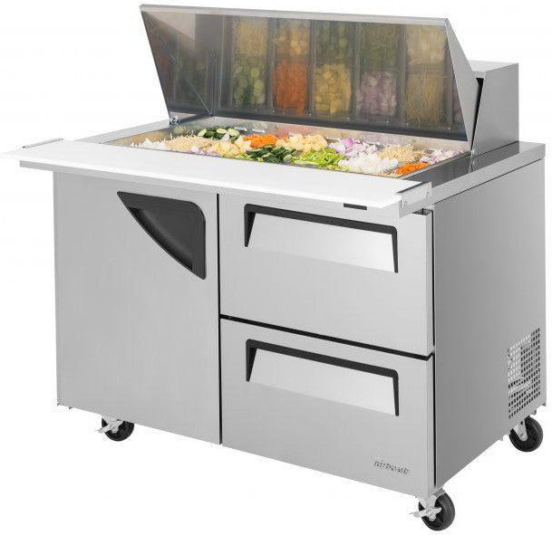 Turbo Air - 48" Mega Top Refrigerated Sandwich Prep Table with 1 Door and 2 Drawers - TST-48SD-18-D2-N (ETA 5-6 Weeks)