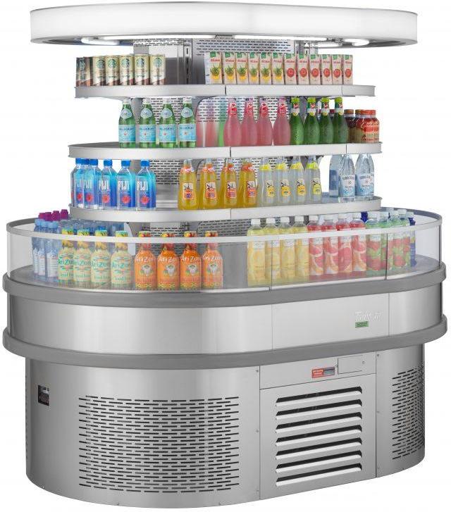 Turbo Air - 48" Silver Self-Serve Merchandiser Island Display Case with 3 Number of Tiers - TIOM-20RSRS-N (ETA 5-6 Weeks)