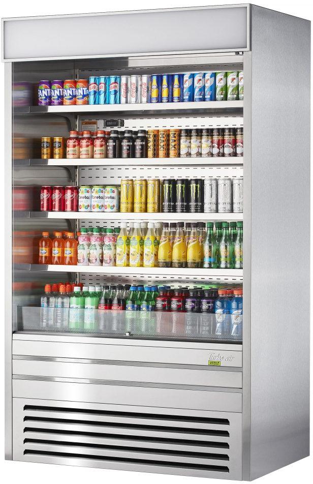 Turbo Air - 48" Silver Vertical Air Curtain Open Display Merchandiser With 4 Shelves - TOM-48ES-N (ETA 5-6 Weeks)