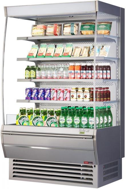 Turbo Air - 48" Silver Vertical Extra Deep Open Display Merchandiser With 4 Solid Flat Shelves - TOM-48DXS-N (ETA 5-6 Weeks)