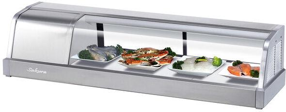 Turbo Air - 48" Stainless Steel Curved Glass Refrigerated Sushi Case with Left Side Compressor - SAK-50L-N (ETA 5-6 Weeks)