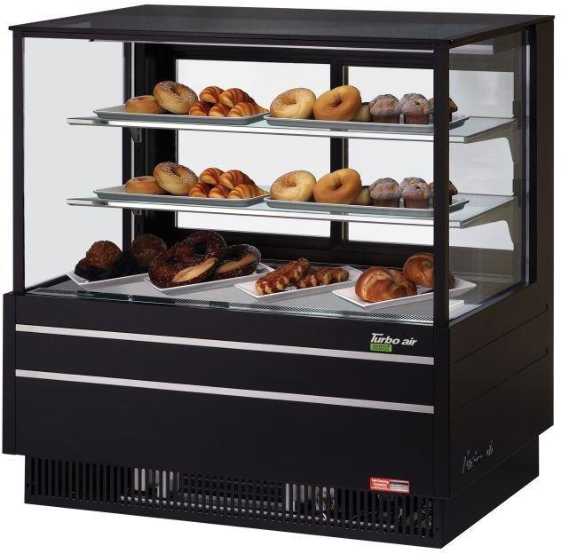 Turbo Air - 48.5" Black Square Glass Non-Refrigerated Straight Front Bakery Display Case - TCGB-48UF-DR-B (ETA 5-6 Weeks)