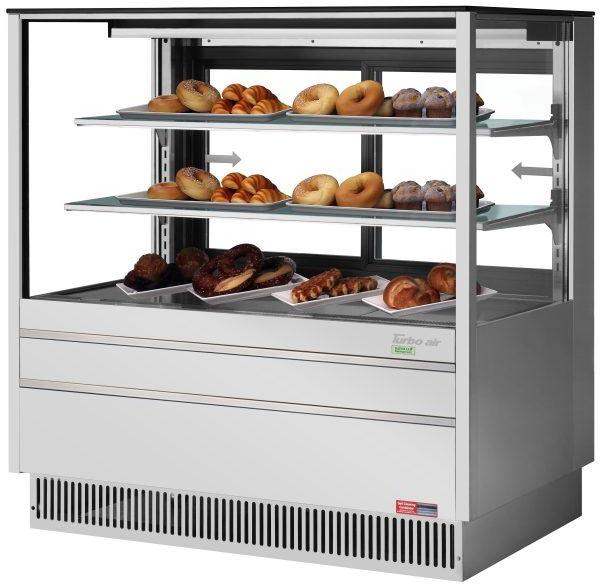 Turbo Air - 48.5" Silver Square Glass Non-Refrigerated Straight Front Bakery Display Case - TCGB-48UF-DR-S (ETA 5-6 Weeks)