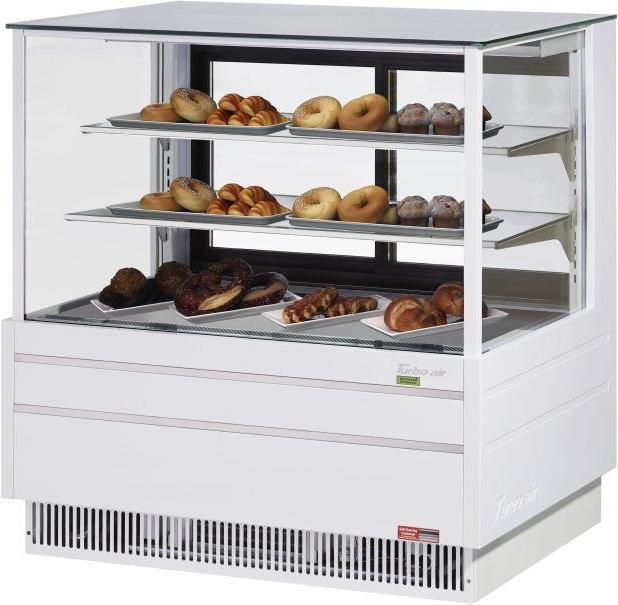 Turbo Air - 48.5" White Square Glass Non-Refrigerated Straight Front Bakery Display Case - TCGB-48UF-DR-W (ETA 5-6 Weeks)