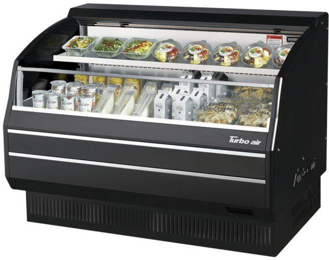 Turbo Air - 50" Black Low Profile Horizontal Air Curtain Display Case with Black / Mirrored Interior and Solid Side Panels - TOM-50LB-SP-A-N (ETA 5-6 Weeks)