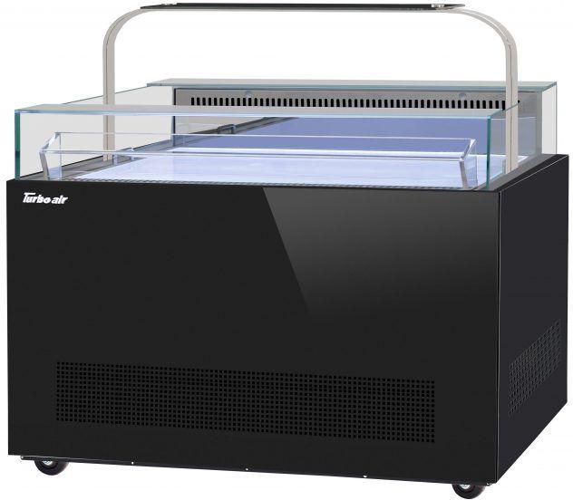 Turbo Air - 50.25" Black Open Display Sandwich & Cheese Merchandiser with Sneeze Guard - TOS-50NN-D-B (ETA 5-6 Weeks)