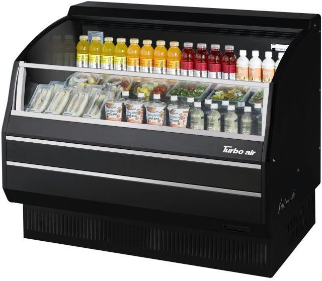 Turbo Air - 50.6" Black Slim-Line Horizontal Open Display Merchandiser With 3 Bottom Shelves - TOM-50SB-SP(-A)-N (ETA 5-6 Weeks)