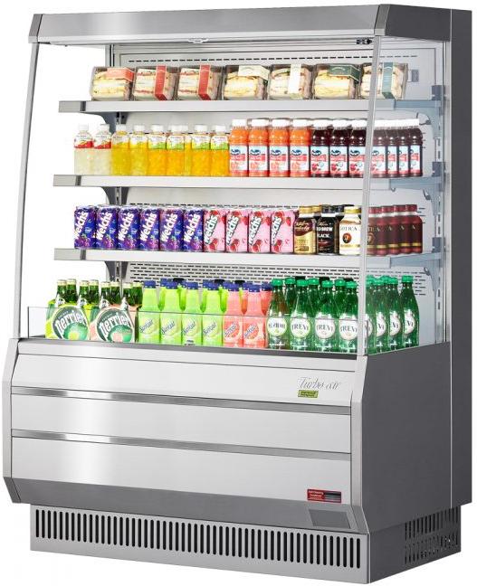 Turbo Air - 50.6" Silver Vertical Mid Height Horizontal Open Display Merchandiser With 3 Solid Flat Shelves - TOM-50MS-N (ETA 5-6 Weeks)