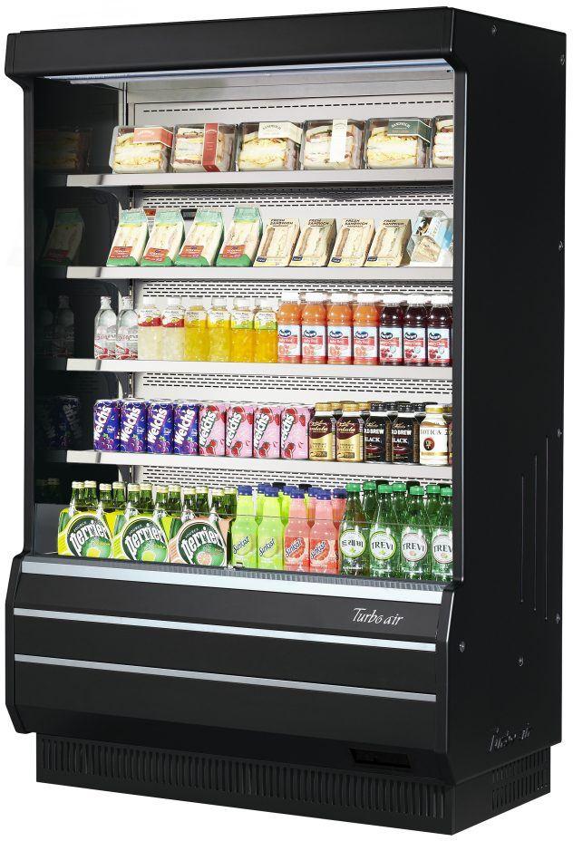 Turbo Air - 51" Black Vertical Full Heights Open Display Case With 4 Shelves - TOM-50B-SP(-A)-N (ETA 5-6 Weeks)