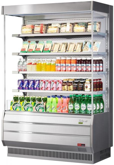 Turbo Air - 51" Silver Vertical Full Heights Open Display Merchandiser With 4 Shelves - TOM-50S-N (ETA 5-6 Weeks)