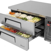 Turbo Air - 53.4" Silver Two Drawer Refrigerated Chef Base with Extended Top - TCBE-48SDR-E-N (ETA 5-6 Weeks)