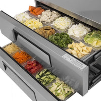 Turbo Air - 53.4" Silver Two Drawer Refrigerated Chef Base with Extended Top - TCBE-48SDR-E-N (ETA 5-6 Weeks)